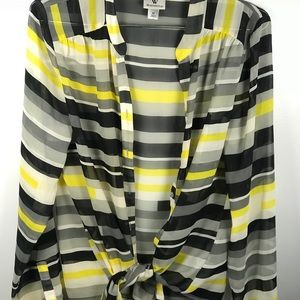 Stripped sheer button-up